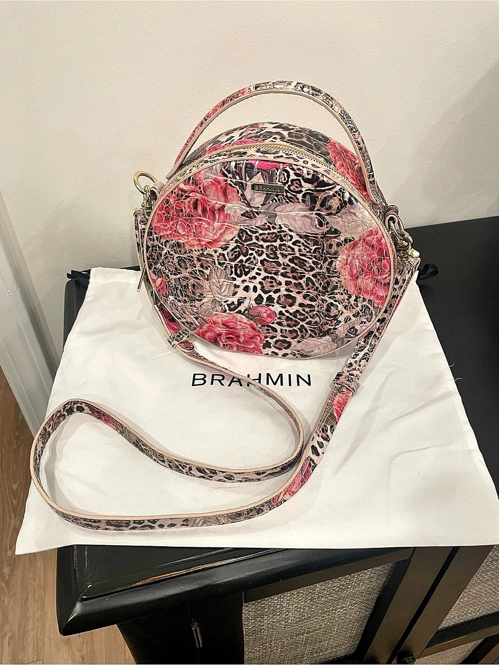 Brahmin Lane Crossbody in Ermine Floral Melbourne Pink & Brown